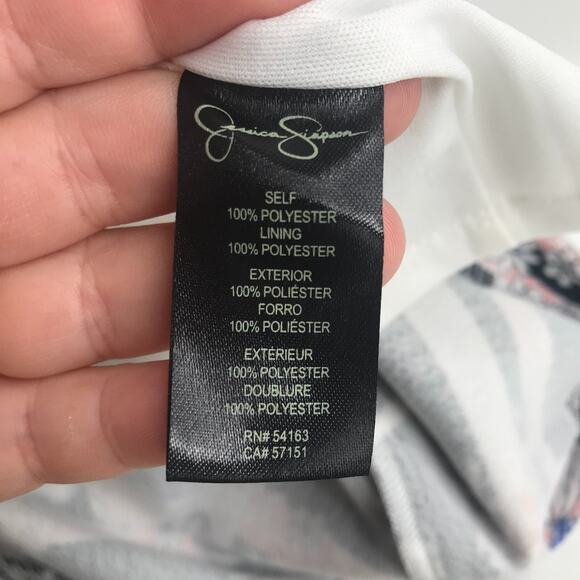 Jessica Simpson Dress Womens 8 Blue Stripe Floral Off The Shoulder ALine Stretch - Picture 5 of 6